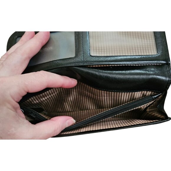 Oroton Black Leather Womens Wallet With Snap Closure & Multiple Compartments - Picture 7 of 9